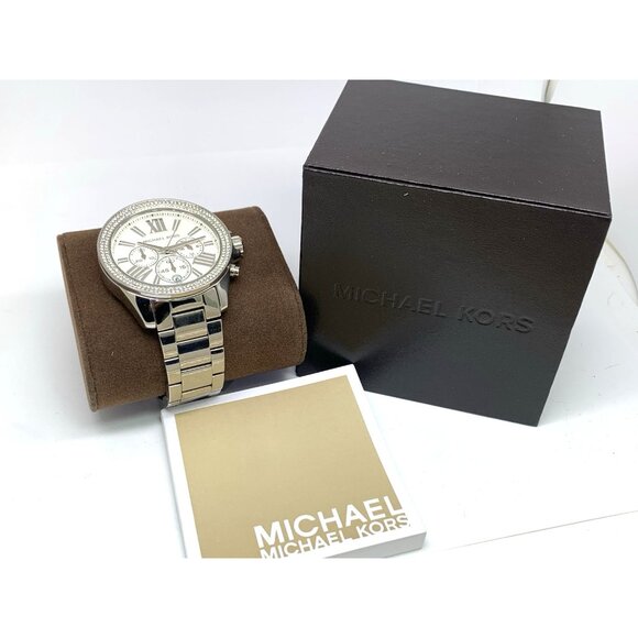 Michael Kors Women's Watch MK7429 Quartz Chronograph Silver Stainless Steel 42mm - Picture 3 of 15